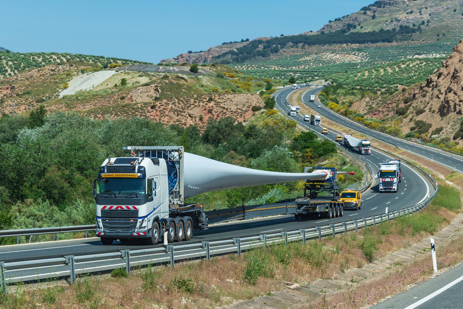 Wind turbine blade on truck